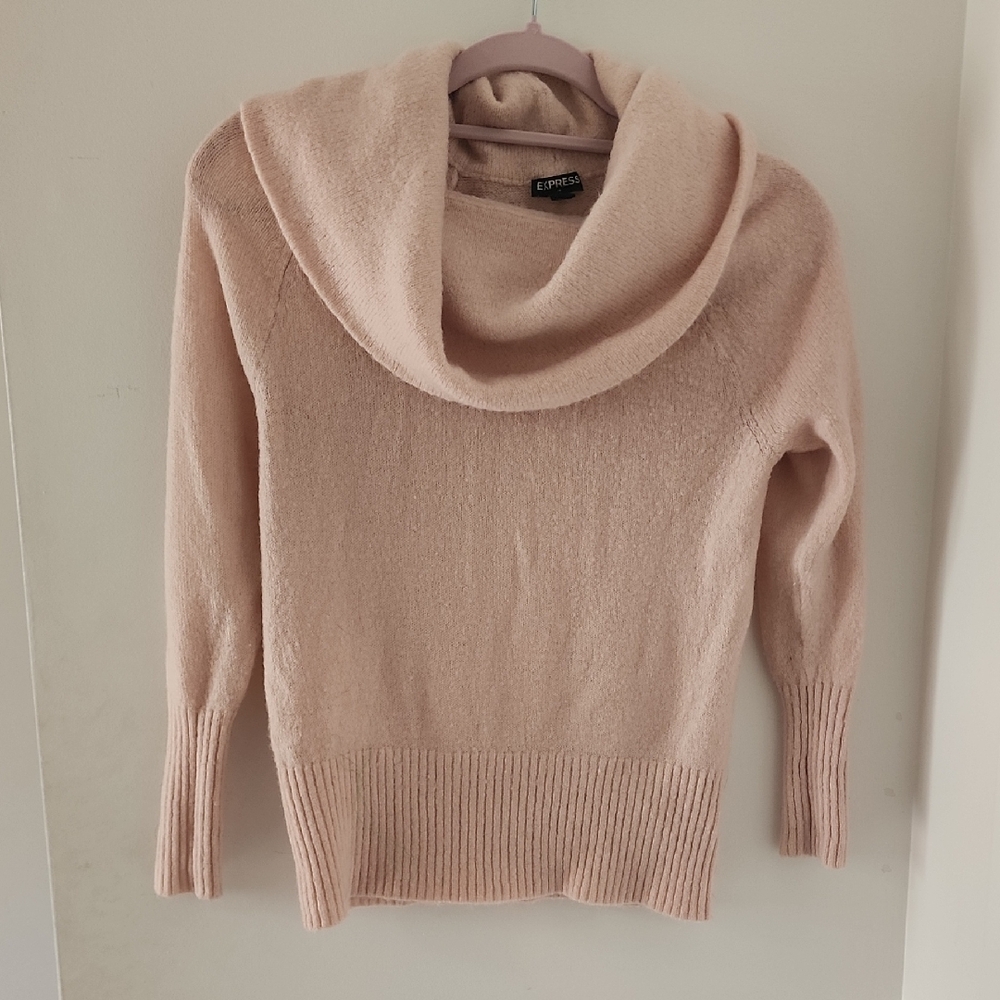 Express Women's Pale Blush Cowl Neck Sweater